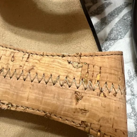 SAS Nudu cork heel strap sandal Golden flecks throughout Sandals, woman size 10 - Picture 5 of 5